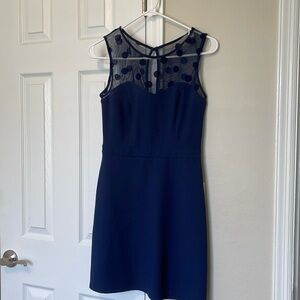 Size 2 Lauren Conrad Navy Blue Cocktail Dress sweetheart neckline